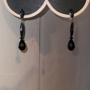 VINTAGE Lewis Segal California black crystal clip on earrings
